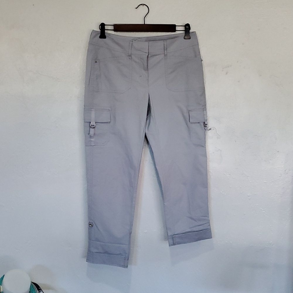 White House Black Market Silver Capri Cargo Pants